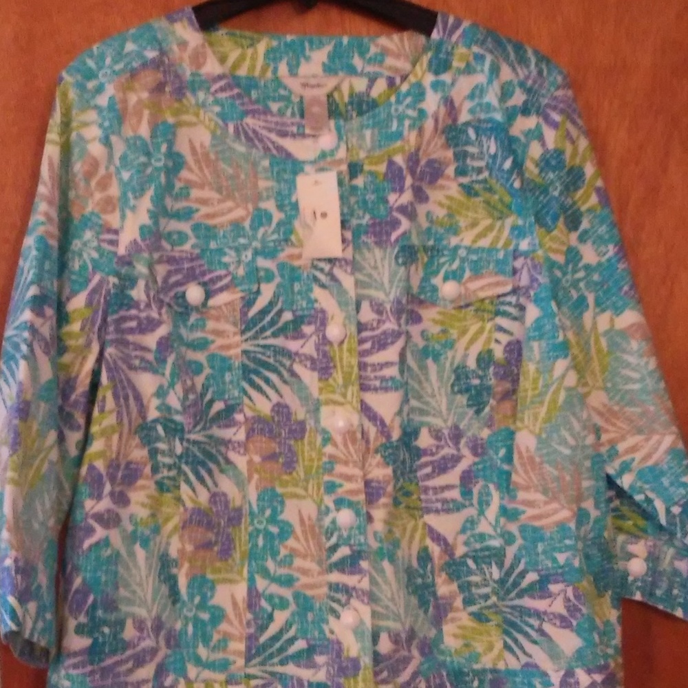 C.J. BANKS  ¾ Quarter Sleeve Denim Floral Jacket